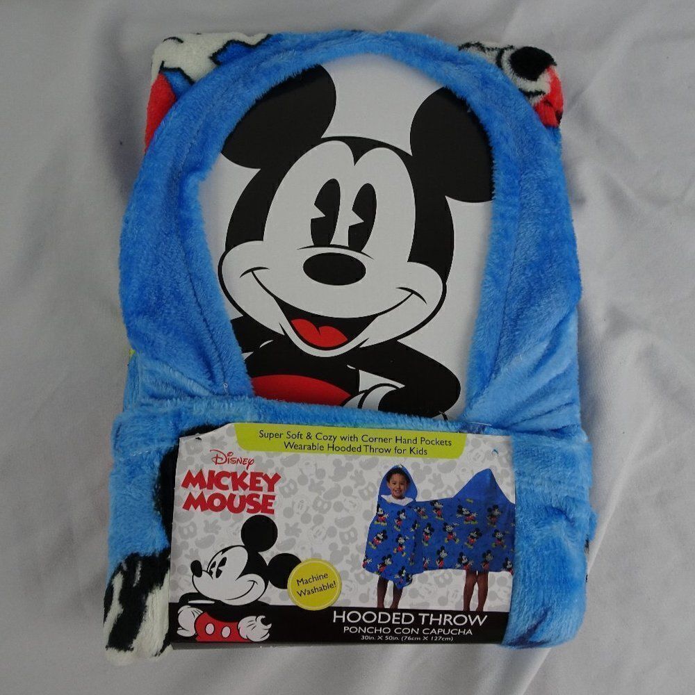 Disney Mickey Mouse Kids Hooded Throw 30inX50in